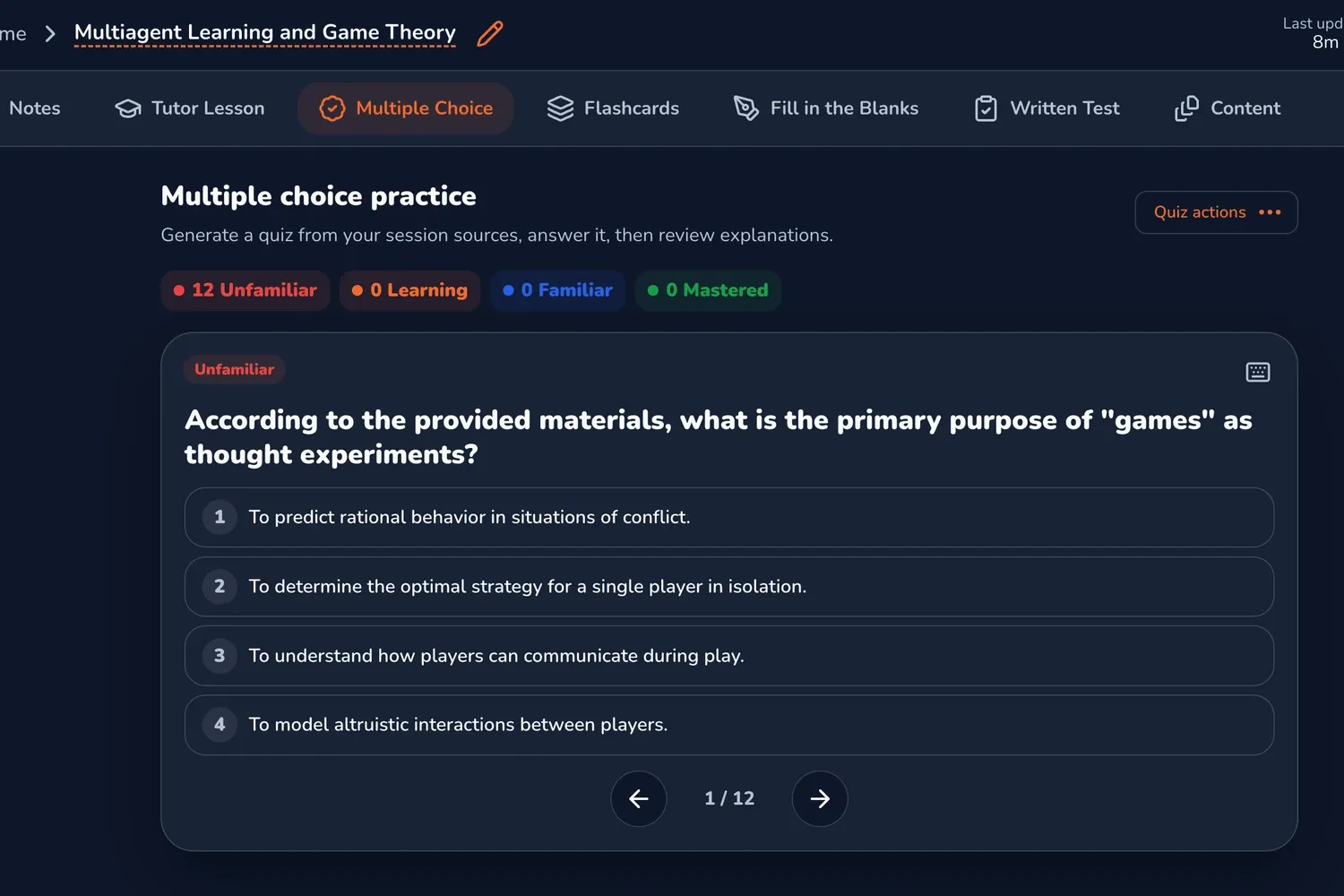 Muneo turning lecture notes into practice questions