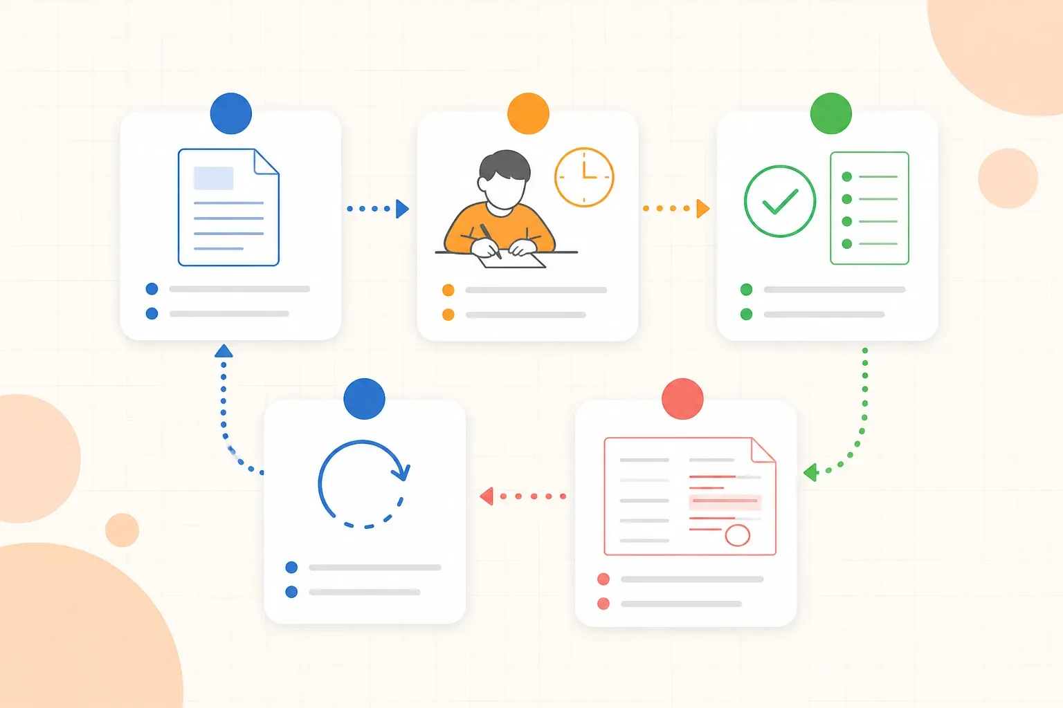 Past paper study workflow: choose, attempt, mark, repair, and retry