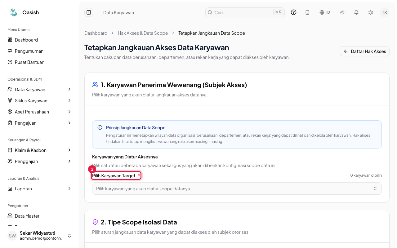 Bagian 1 memilih karyawan target