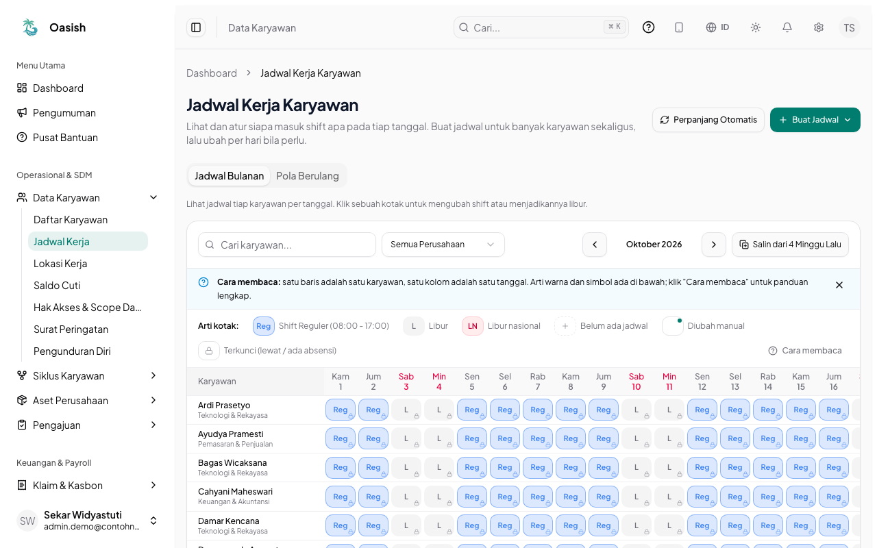 Jadwal Bulanan karyawan