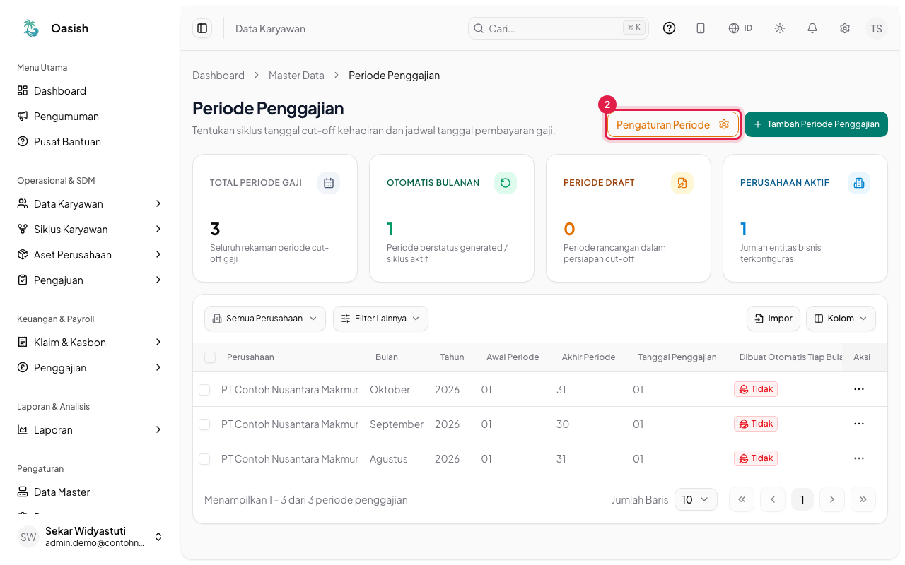 Tombol Pengaturan Periode