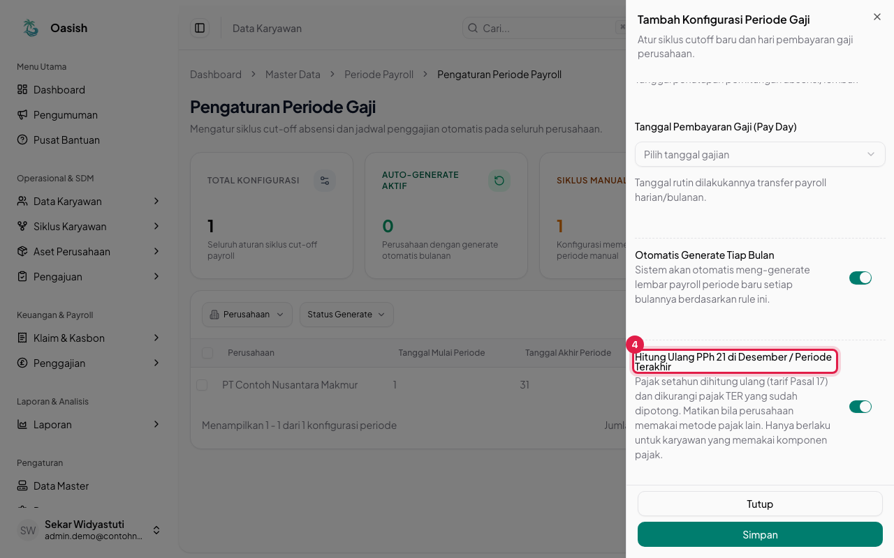 Sakelar Hitung Ulang PPh 21 di Desember atau Periode Terakhir