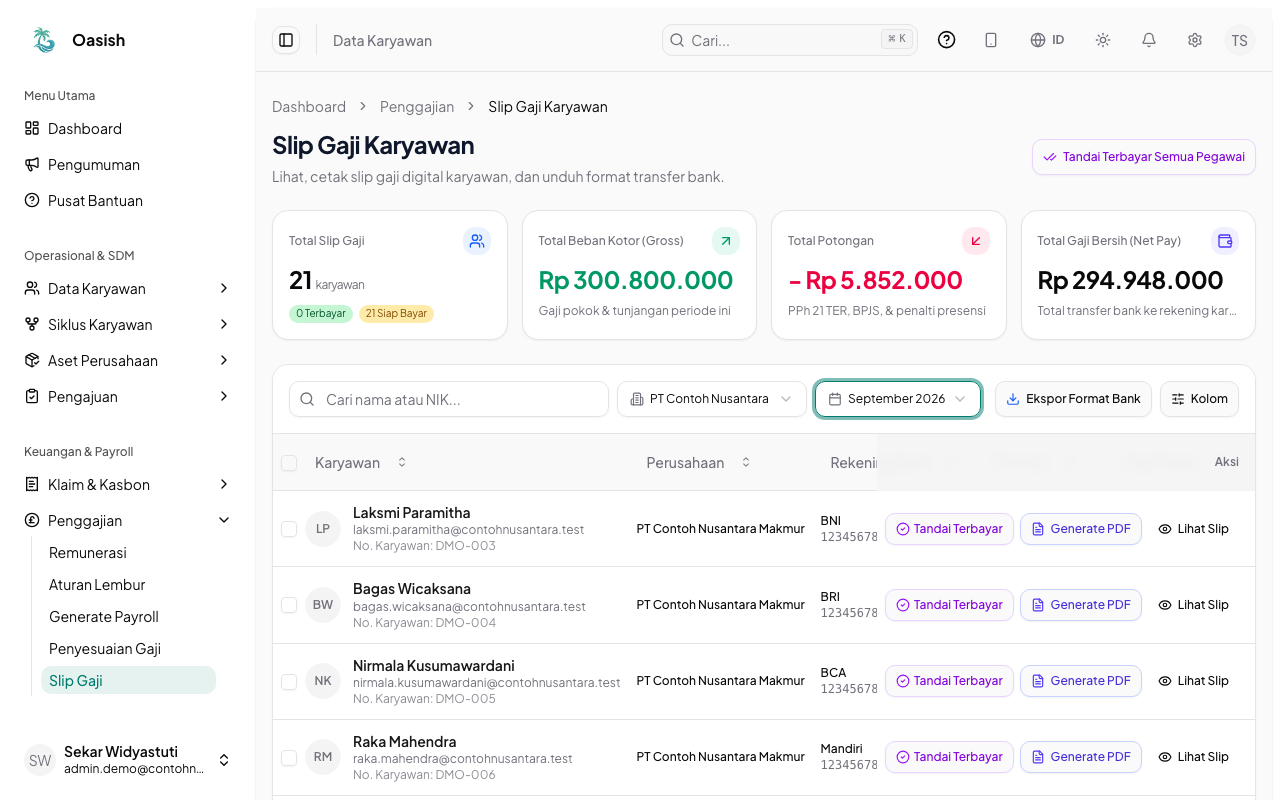 Halaman Slip Gaji Karyawan
