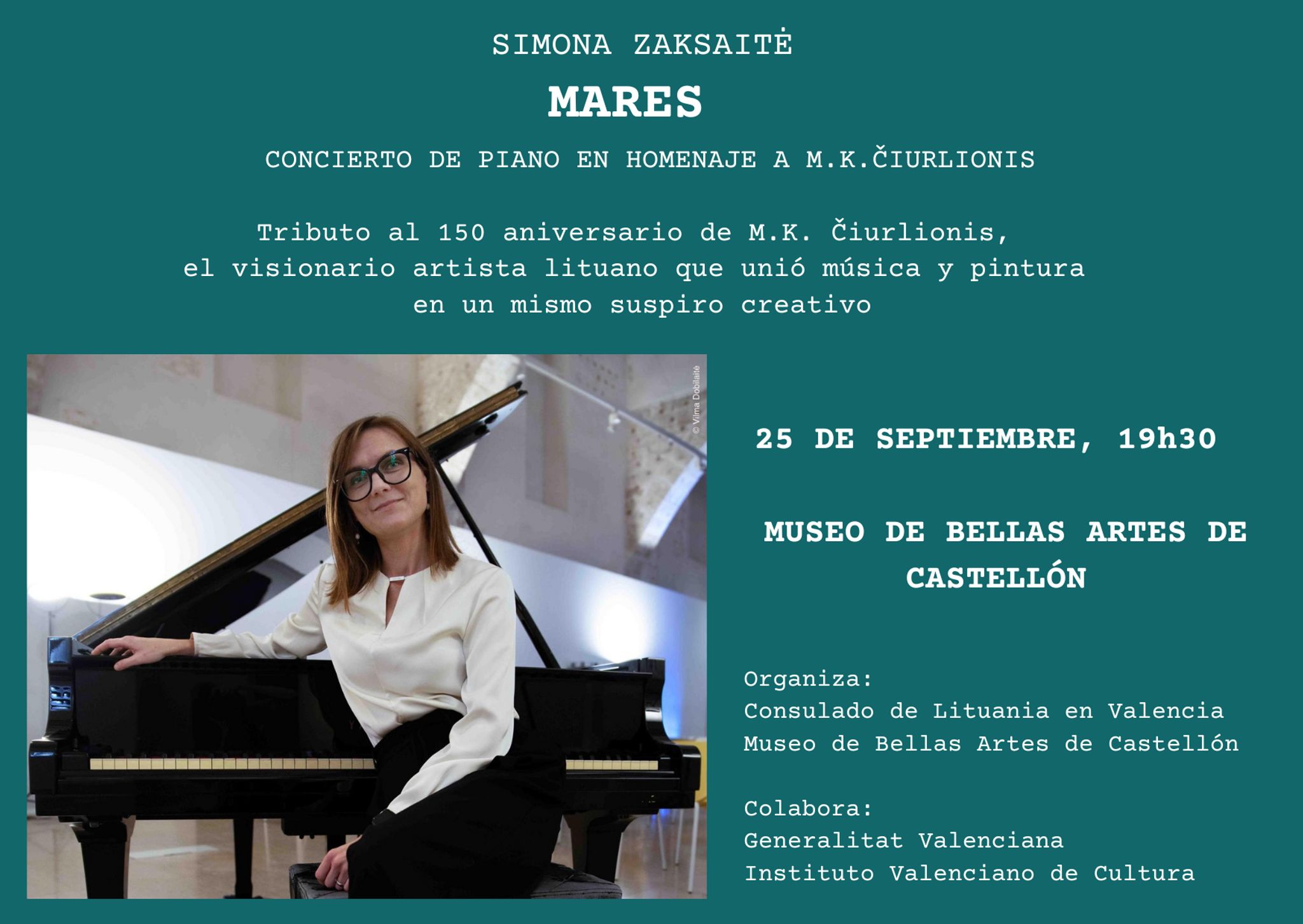 Simona Zaksaitė's concert "Marės" in Valencia – a musical dedication to M. K. Čiurlionis on the 150th birthday anniversary 