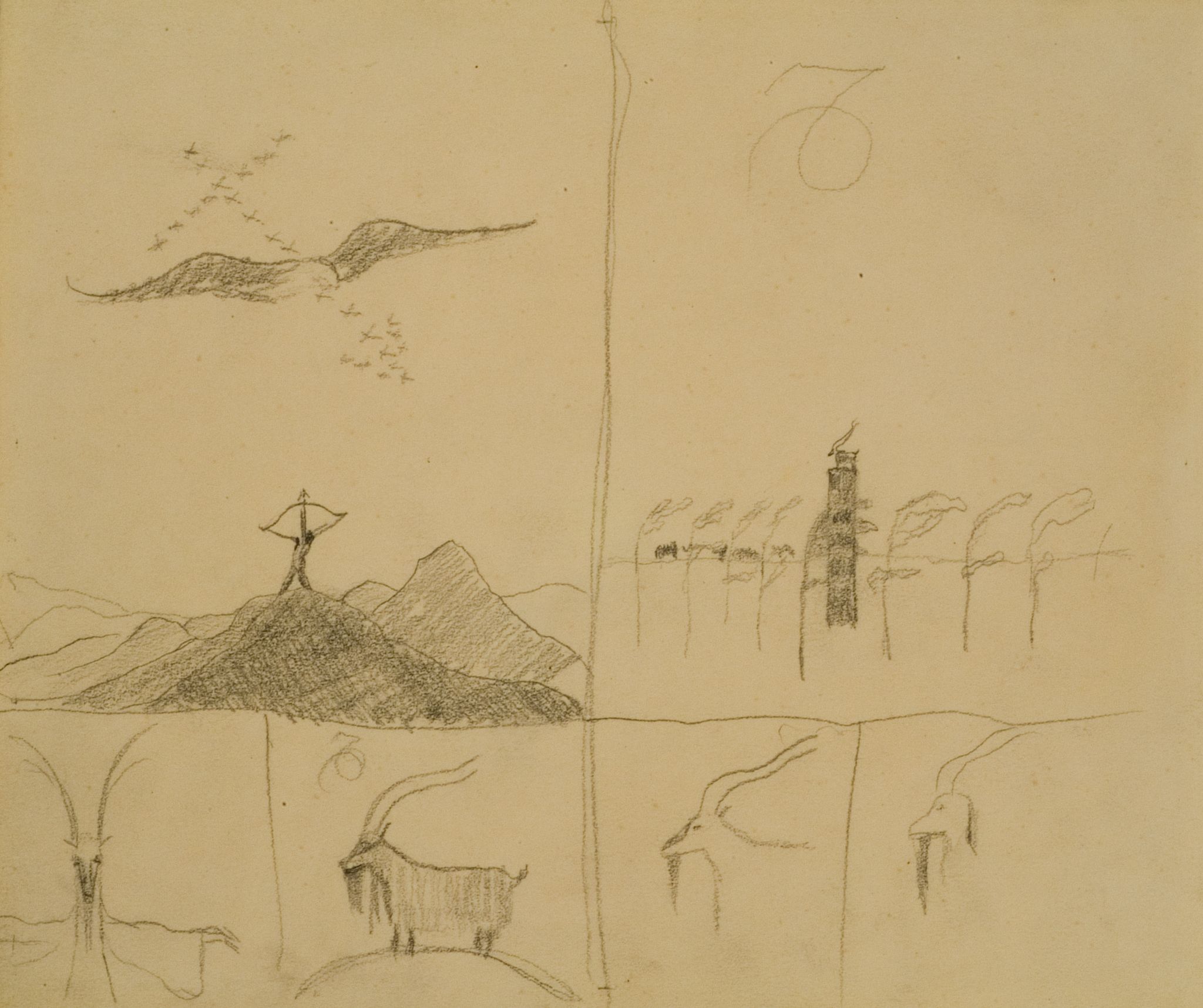 Image for: Sketches for the compositions Sagittarius and Capricorn from "The Zodiac" cycle consisting of 12 paintings