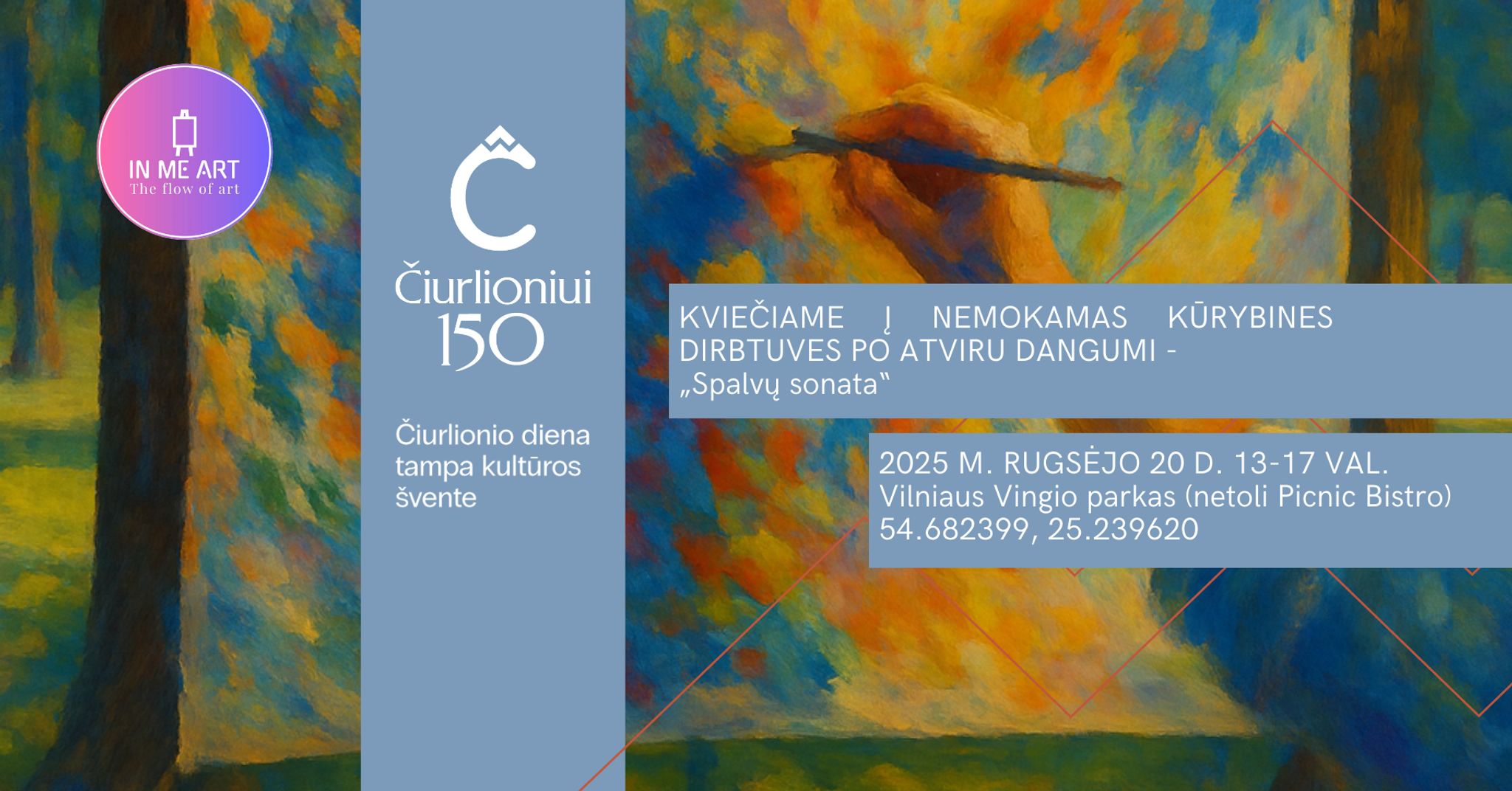 Kūrybinės dirbtuvės „Spalvų sonata: kūrybinės dirbtuvės po atviru dangumi“