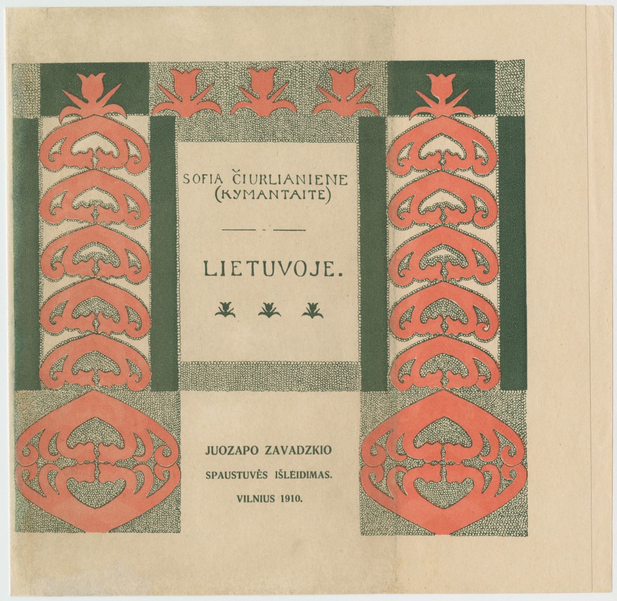 Image for: Cover for S. Čiurlionienė-Kymantaitė Book "In Lithuania"