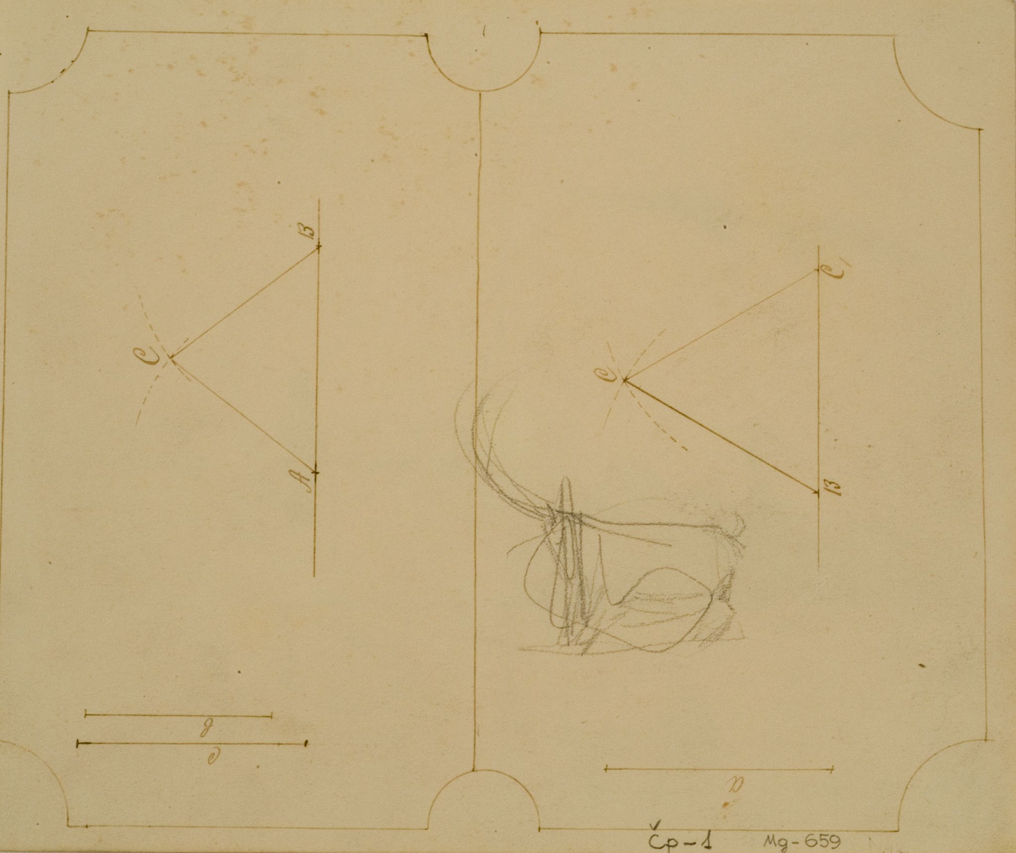 Image for: Sketch of a Goat and a Fragment of work drawings of Brother Stasys