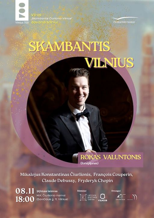 „Skambantis Čiurlionio Vilnius“ pabaigos koncertas su pianistu Roku Valuntoniu