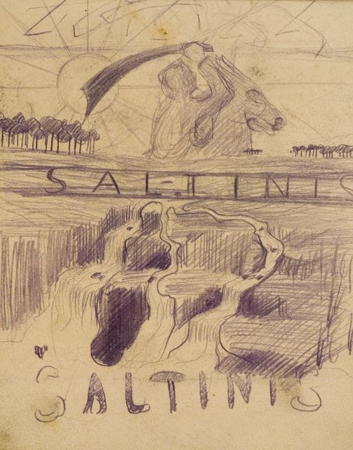 Galerijos kortelės iliustracija „Šaltinio“ viršelio eskizas