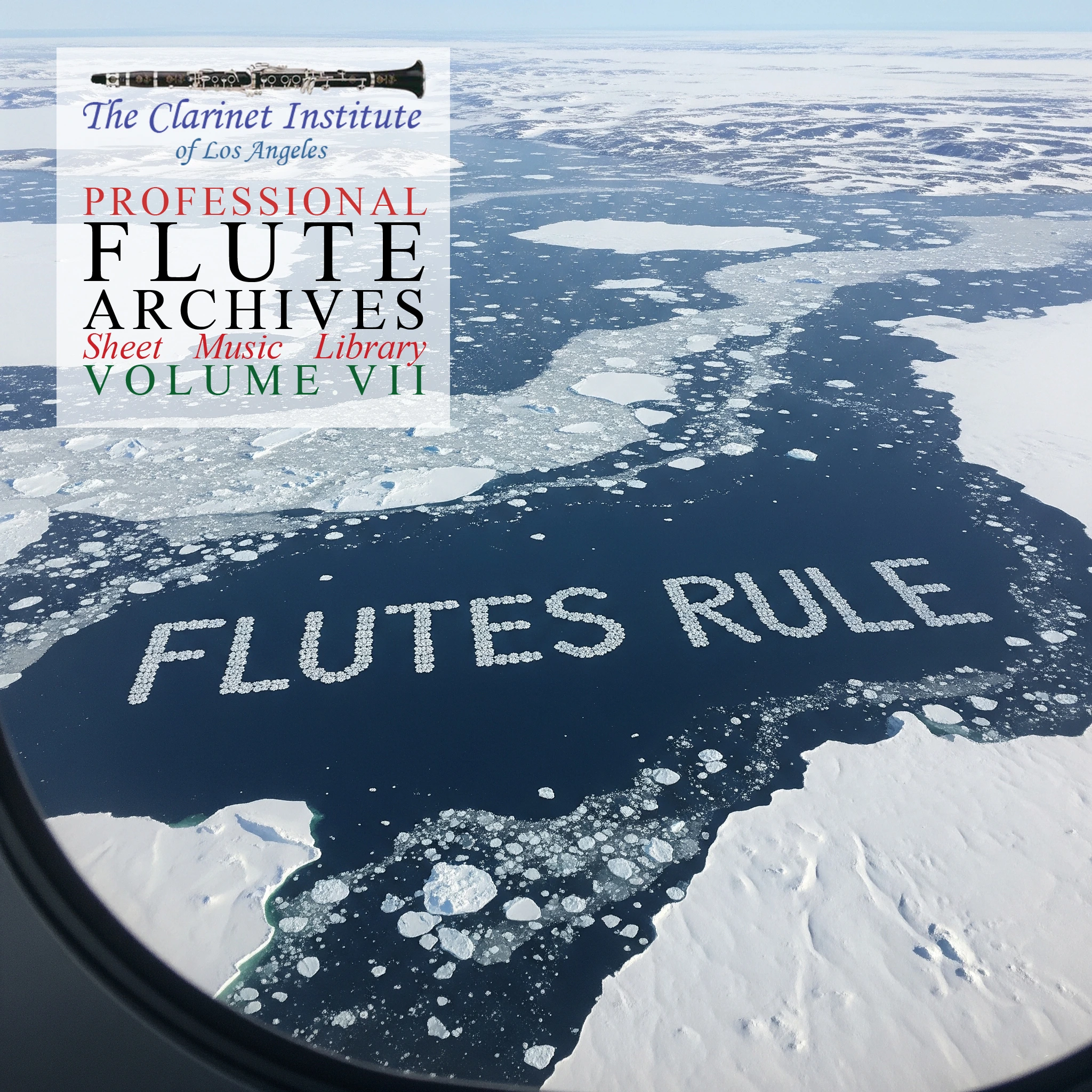 Cover for Flute Sheet Music, Vol. 7 showing "Flutes Rule" spelled out in the Arctic