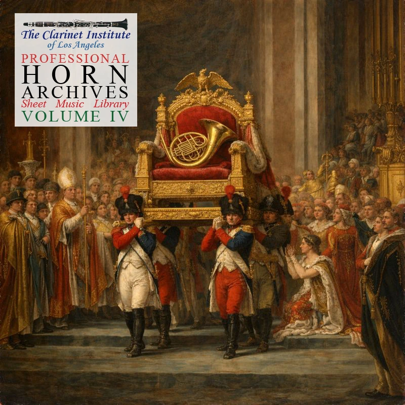 Cover for French Horn sheet music, Vol. 4 showing a classical royal procession
