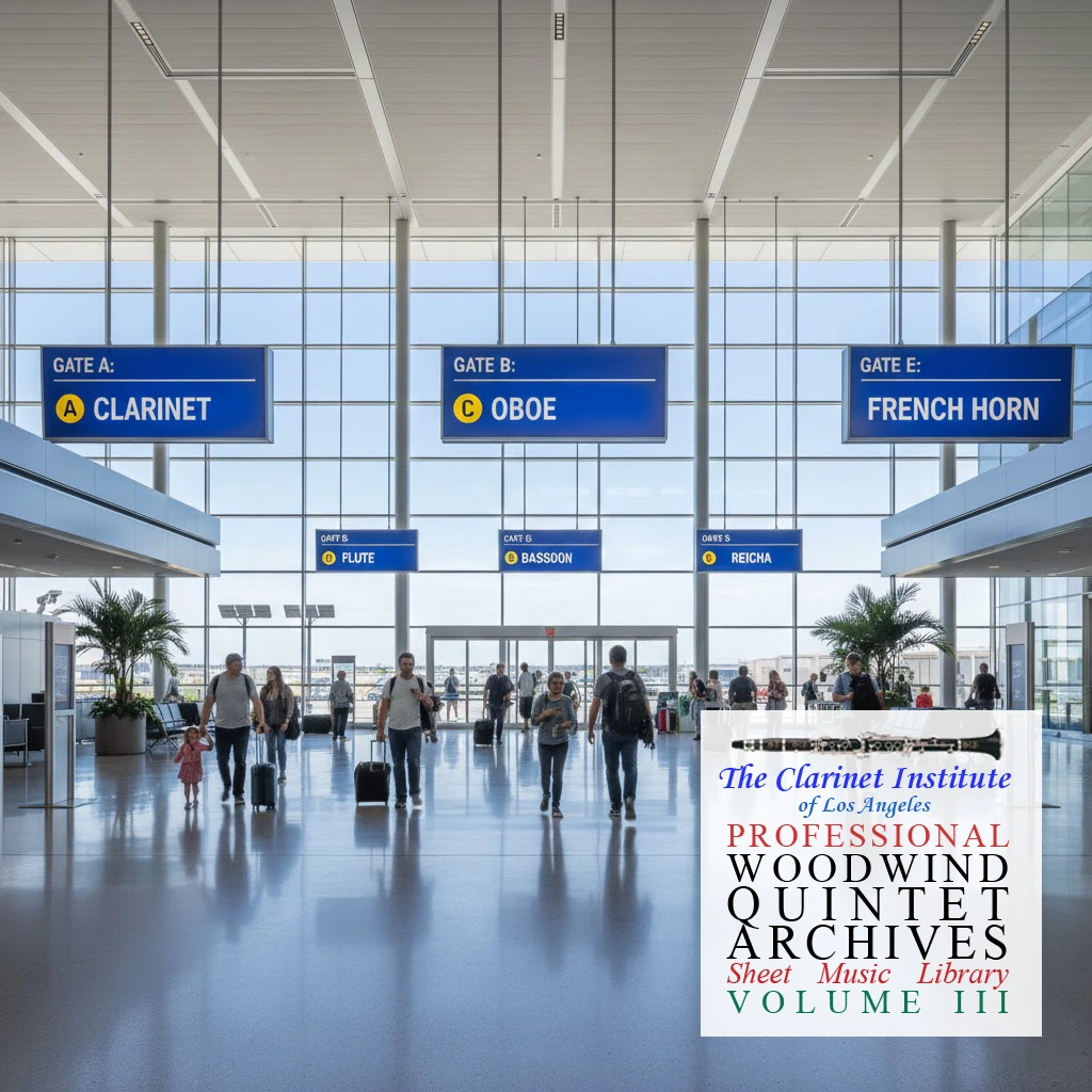 Cover for Woodwind Quintet sheet music Vol. 3 showing an Airport Terminal