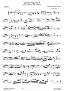 Cover for String Quartet Sheet Music, Vol. 5 showing Gossec String Quartet