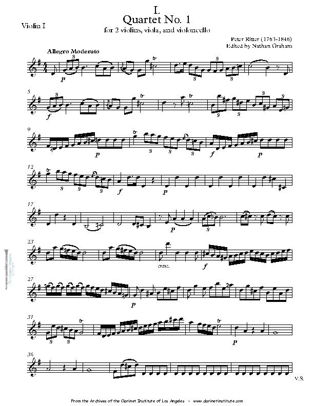 Cover for String Quartet Sheet Music, Vol. 6 showing Ritter String Quartet