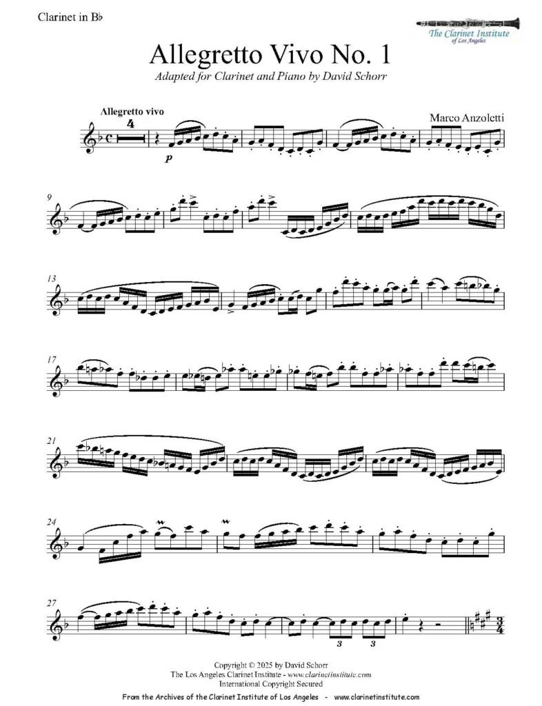 Clarinet 6 Anzoletti, Marco - Allegretto Vivo Clarinet 6 Anzoletti, Marco - Allegretto Vivo