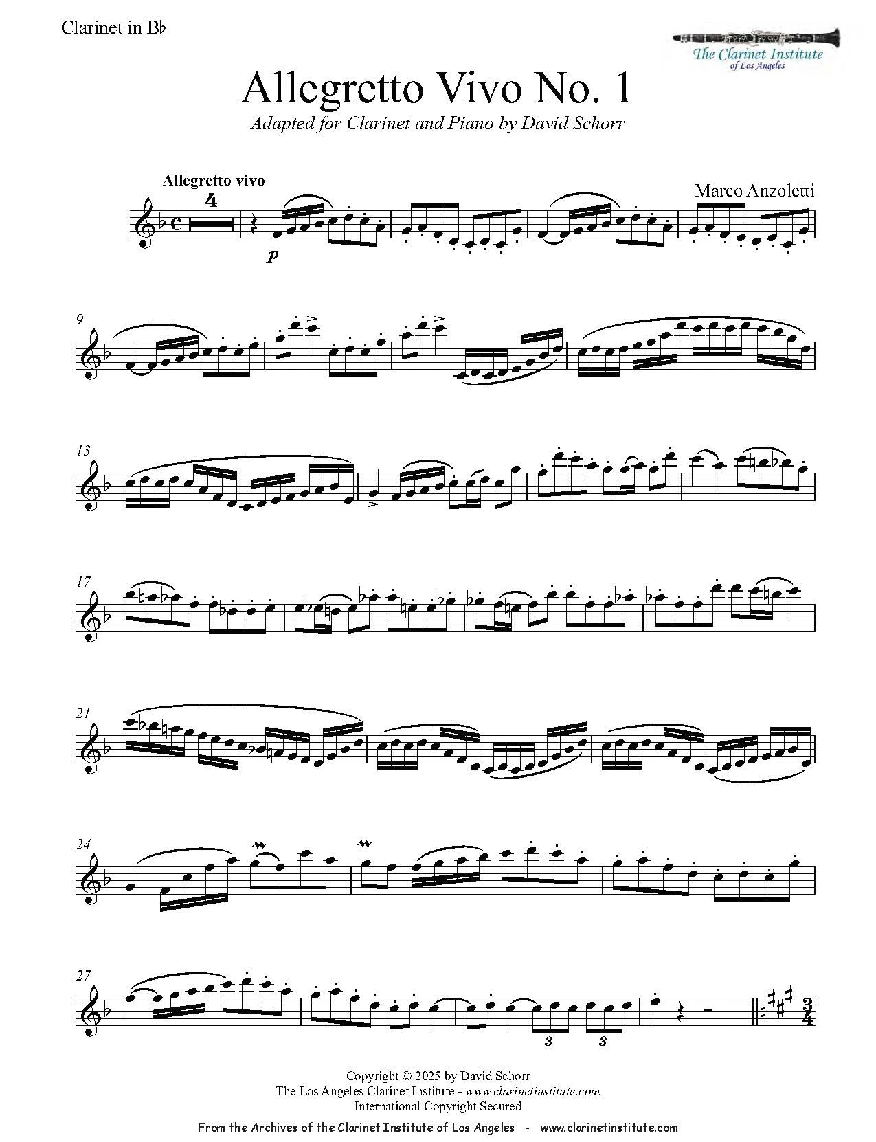 Clarinet 6 Anzoletti, Marco - Allegretto Vivo