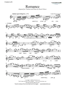 Clarinet 6 Faure, Gabriel - Romance, Op. 69