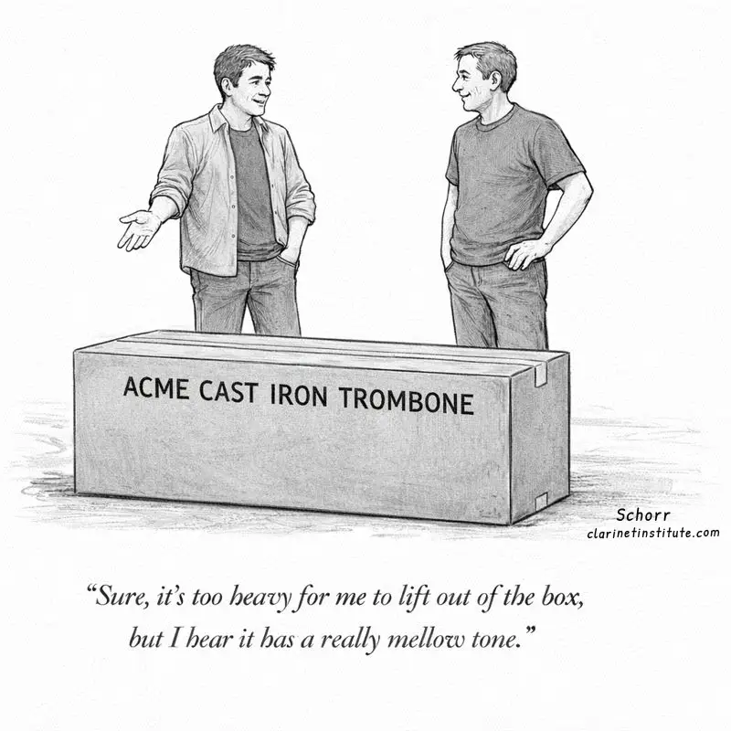 Cartoon of cast iron trombone