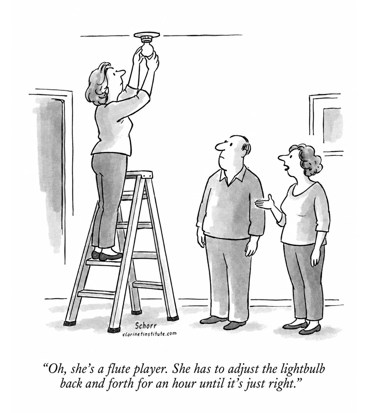 Flute Player Changes a Lightbulb
