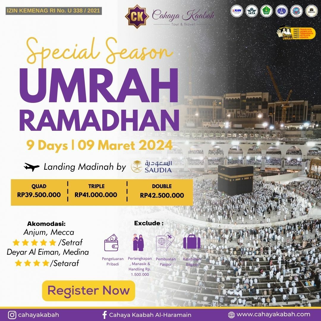 UMROH RAMADHAN 09 MARET 2024 TERDEKAT,TERMURAH DI CIREBON I 0881 0242 82807