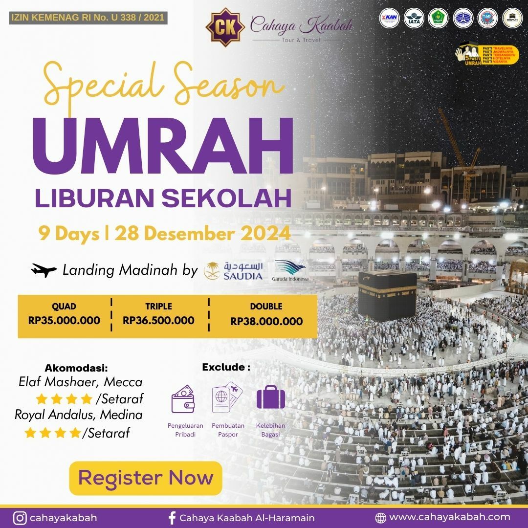 9 HARI UMROH LIBURAN SEKOLAH 28 DESEMBER 2024 DI SUMEDANG IDR 35,000,000 I 0881 0242 82807