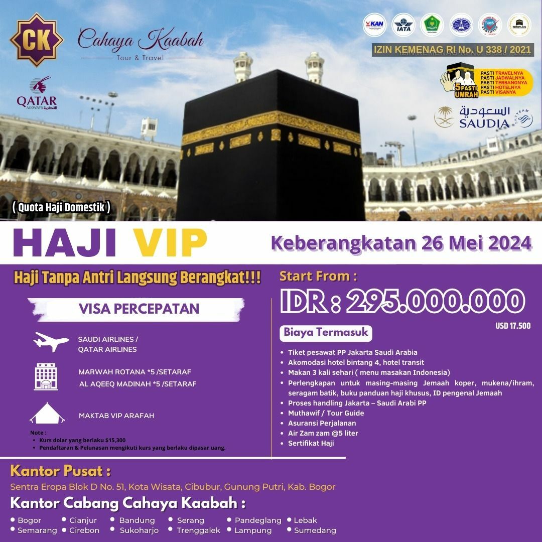 HAJI VIP 2024 Di Palembang RP. 295.000.000 | HUB 0813 9809 5482 CUSTOMER SERVICE 