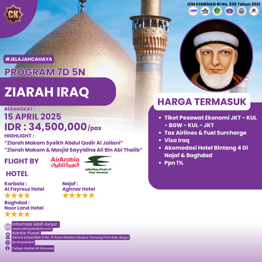 ZIARAH IRAQ PROGRAM 7 HARI 081387838641