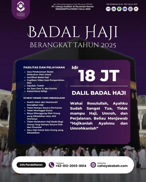 BADAL HAJI BERANGKAT TAHUN 2025/2026 START TANGGERANG | HUB : 085692463920