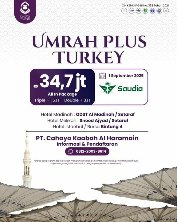 UMRAH PLUS TURKEY 2025 | HUB : 085692463920