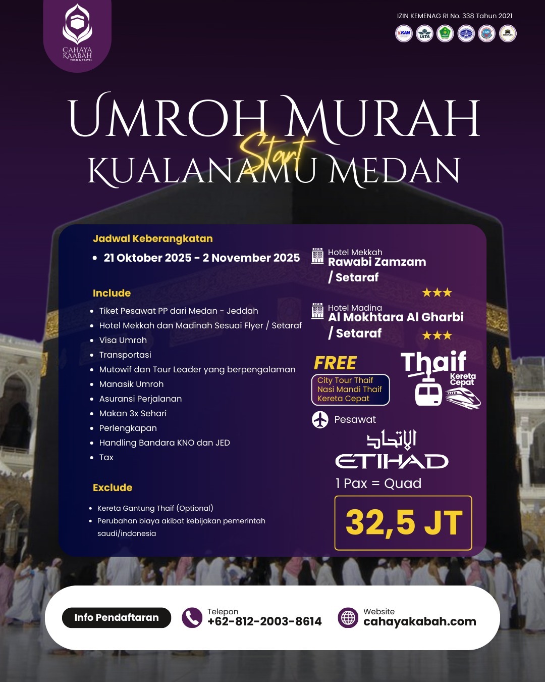 ✨ UMROH HEMAT OKTOBER 2025 Start Kualanamu Medan | 21 Okt – 2 Nov 2025  2. 🕋 UMROH MURAH 13 HARI OKTOBER-NOVEMBER 2025 | HUB 0895 0888 4721 