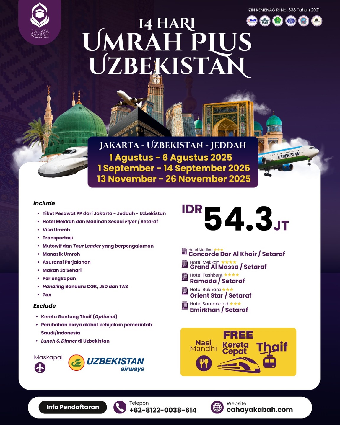 UMROH 2025 & TOUR UZBEKISTAN | 14 HARI PERJALANAN ISTIMEWA | SURABAYA | HUB 0895 0888 4721 