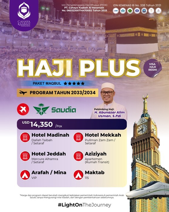 Raih Haji dengan Paket Maqbul Cahaya Kaabah: Program Tahun 2033/2034  | Serang | Hub : 085692463920