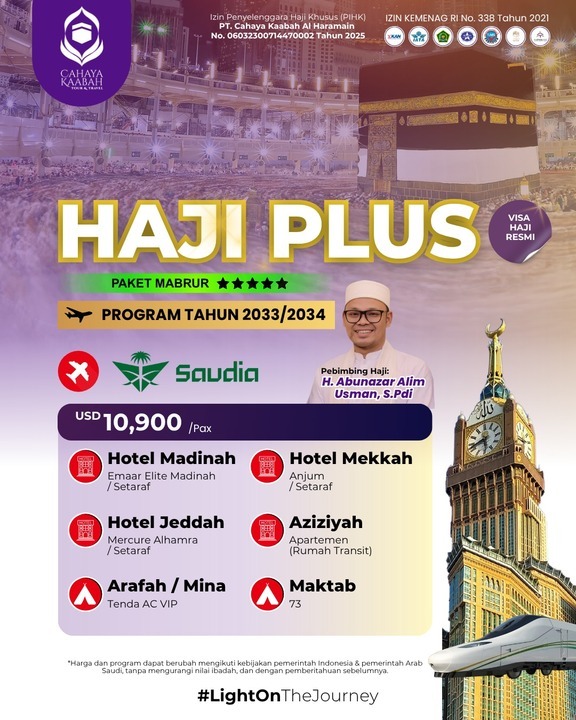 HAJI PLUS 2033/2034: PAKET MABRUR TERBAIK!⭐️⭐️⭐️⭐️⭐️ | Trenggalek | Hub : 085692463920