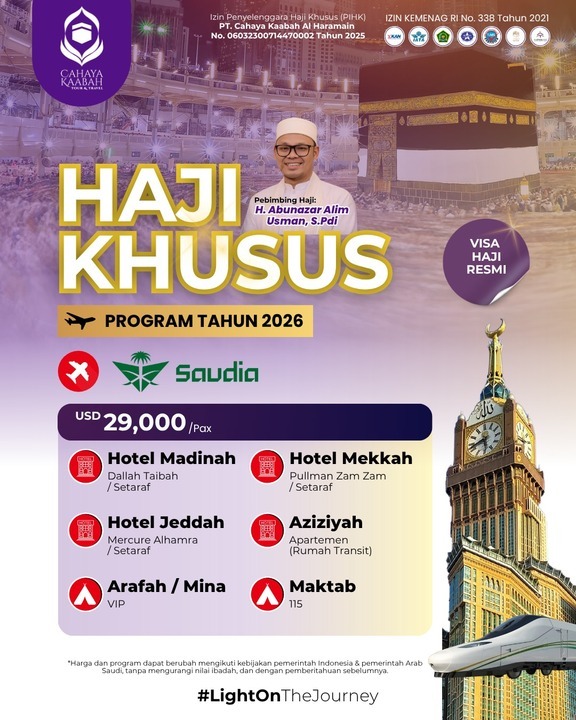 Raih Haji Mabrur dengan Program Haji Khusus 2026: Penerbangan Saudia, Hotel Bintang Lima, dan Bimbingan Spiritual Intensif | Cibubur | Hub : 085692463920 Raih Haji Mabrur dengan Program Haji Khusus 2026: Penerbangan Saudia, Hotel Bintang Lima, dan Bimbingan Spiritual Intensif | Cibubur | Hub : 085692463920
