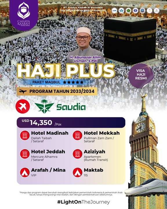 Menjelajahi Tanah Suci dengan Nyaman dan Khusyuk: Panduan Lengkap Paket Haji Plus Cahaya Kaabah – Program Tahun 2033/2034, Akomodasi Mewah, dan Bimbingan Ibadah Intensif , Cibubur , Hub : 085692463920 Menjelajahi Tanah Suci dengan Nyaman dan Khusyuk: Panduan Lengkap Paket Haji Plus Cahaya Kaabah – Program Tahun 2033/2034, Akomodasi Mewah, dan Bimbingan Ibadah Intensif , Cibubur , Hub : 085692463920