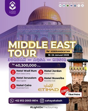 Tour Middle East Januari 2026: Kunjungi Yordania, Aqsa, dan Mesir | Cibubur | Hub : 085692463920
