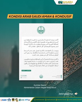 Pernyataan Resmi Pemerintah Arab Saudi: Situasi Keamanan Tetap Aman dan Terkendali