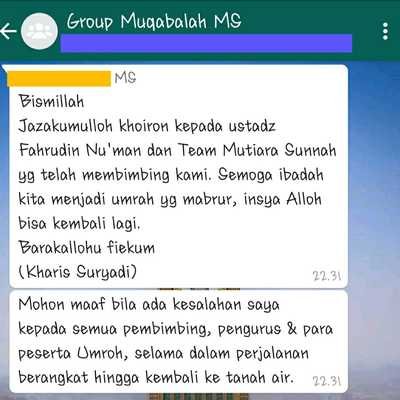 testimonial group keberangkatan Maret 2019 bersama ustadz Fachrudin Nu'man 1