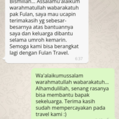 Contoh testimoni jamaah umrah Biro Travel Umrah