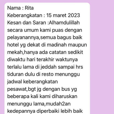 Testimoni Jama'ah Rita 2023