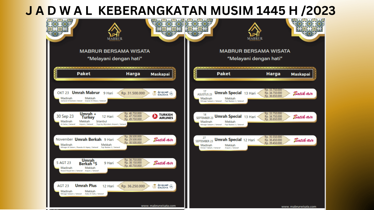 jadwal keberangkatan umroh 1445 H