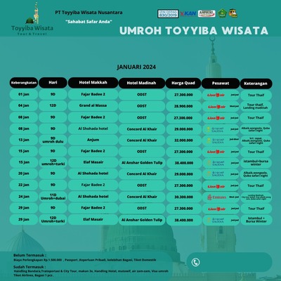 umroh toyyiba wisata januari 2024 