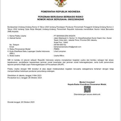 Izin resmi dari Kemenag RI