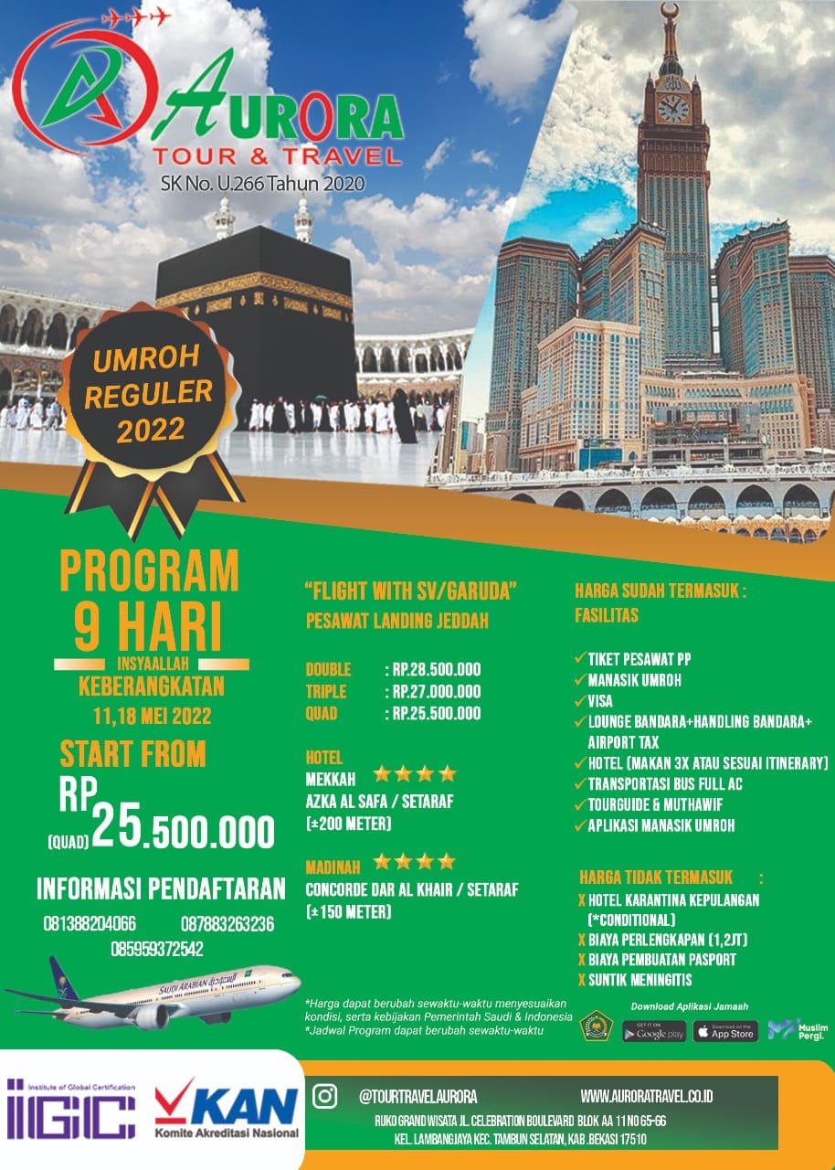 jadwal umroh tazkia travel 2022