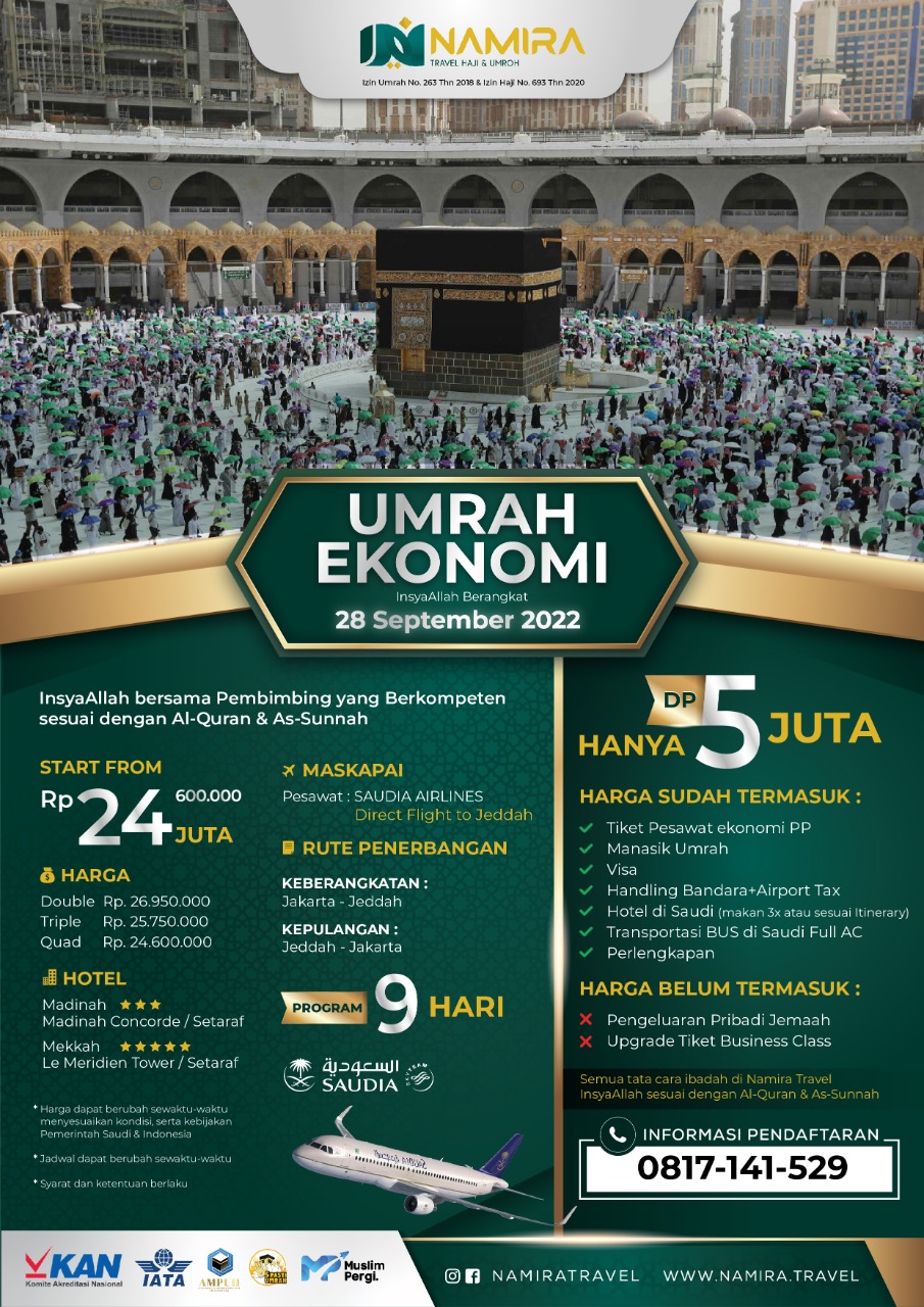 PAKET ECO UMRAH 25 SEPTEMBER 2022