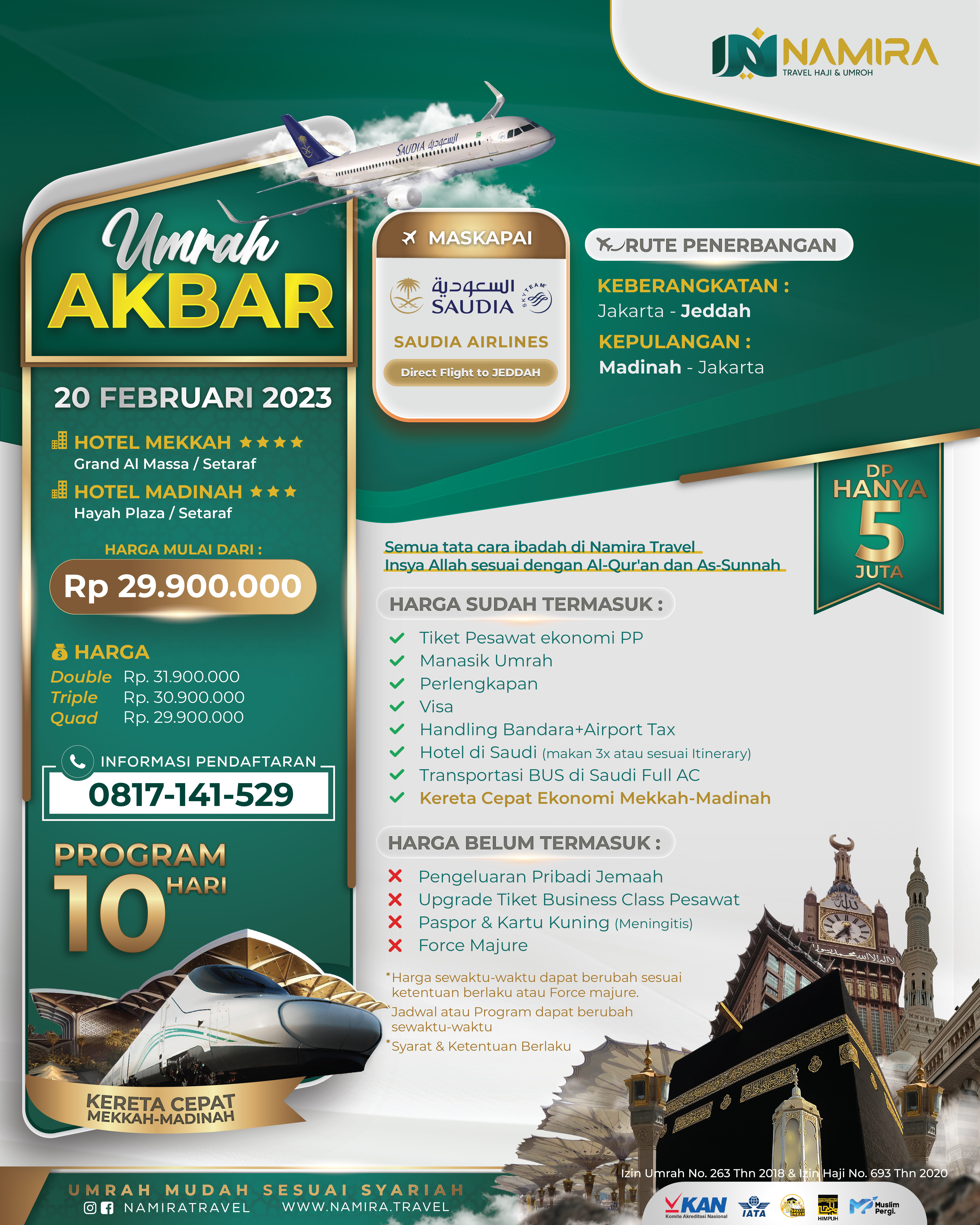 PAKET UMRAH AKBAR 20 FEBRUARI 2023