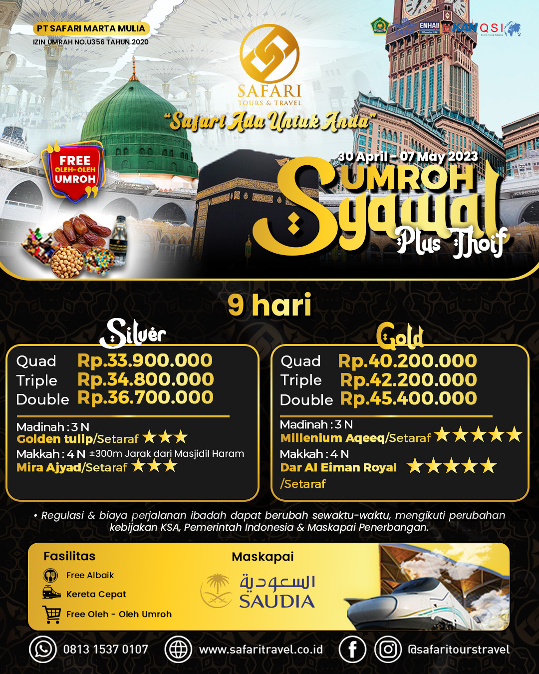 PAKET UMROH REGULER SYAWAL 30 APRIL 2023 