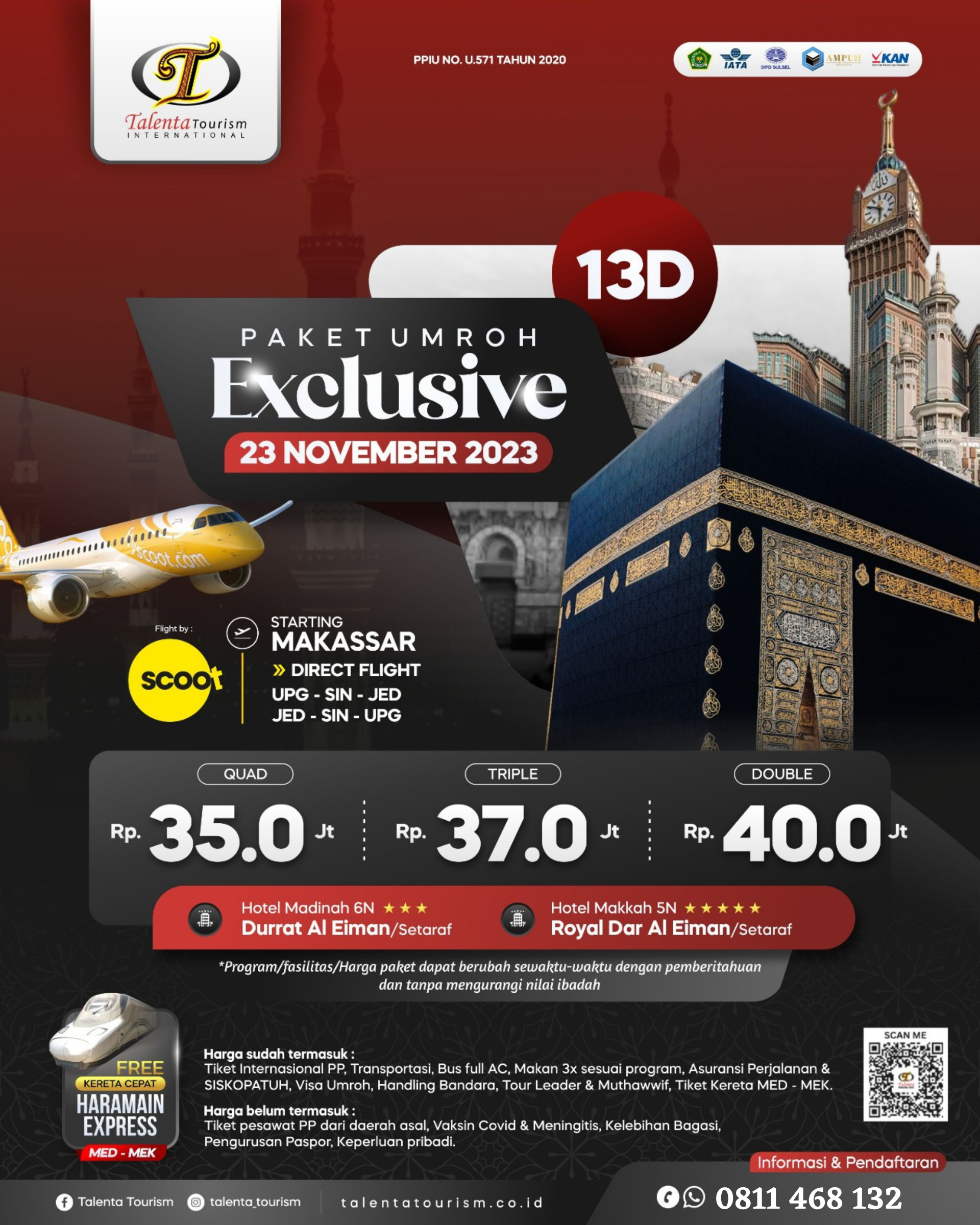 UMROH 23 NOVEMBER PROGRAM 13 HARI BY SCOOT AIRLINES