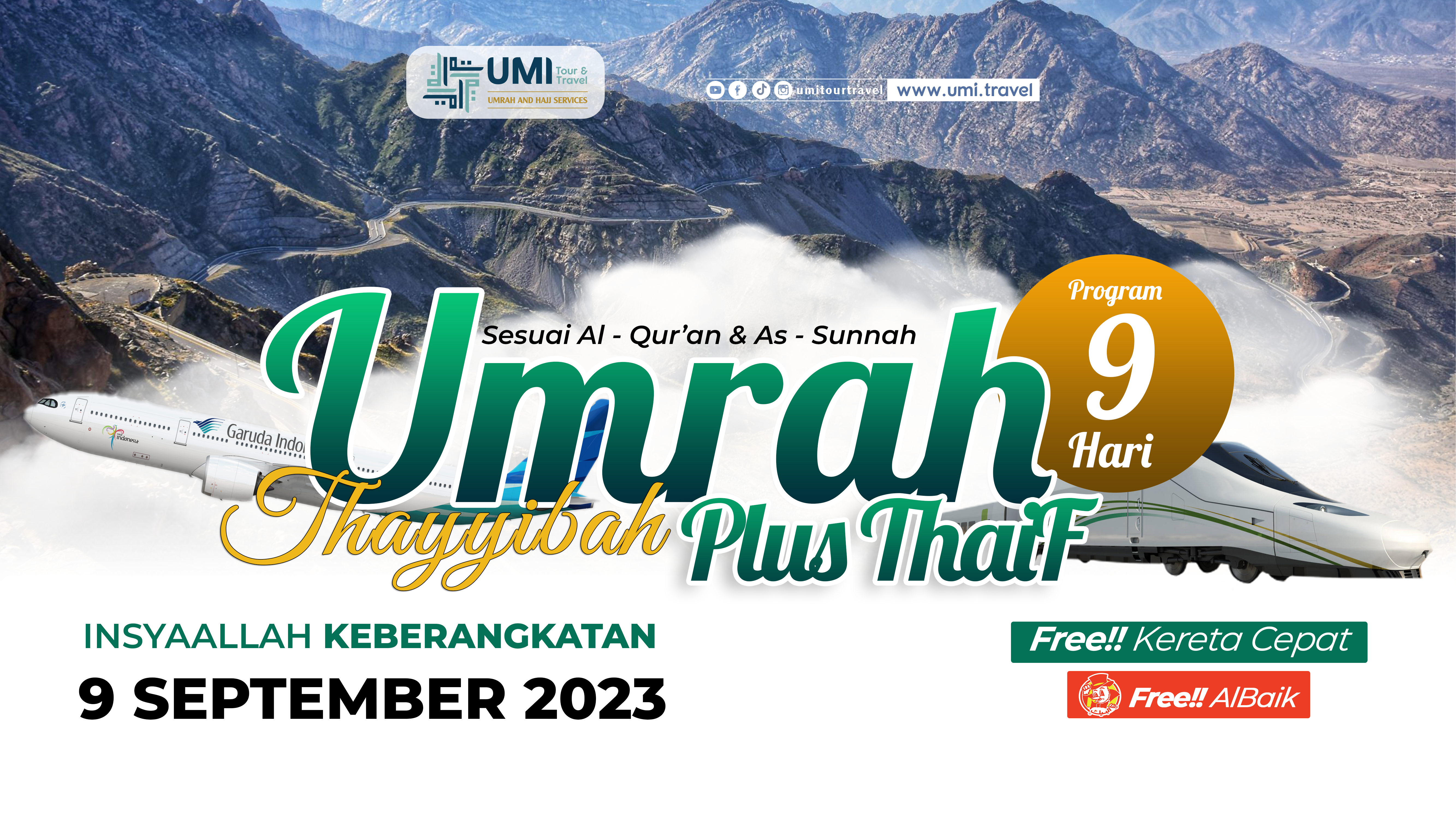 UMRAH PLUS THAIF 9 SEPTEMBER 2023  (9 HARI)